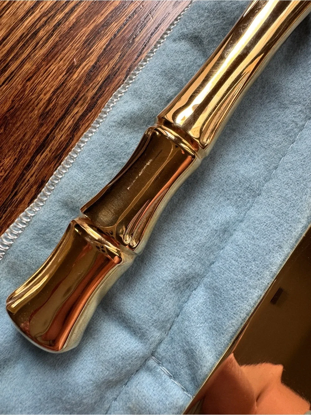 Vintage Gold Bamboo-Style Carving Knife and Fork Set